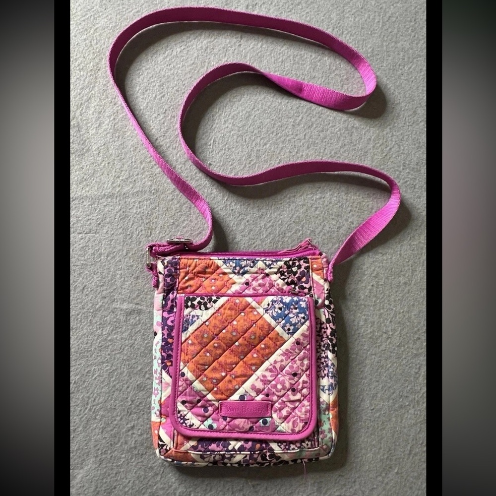 Vera Bradley Crossbody Purse Small 6.5"x8" Floral Pink Teal Adjustable Y2K